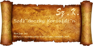 Szádeczky Koriolán névjegykártya
